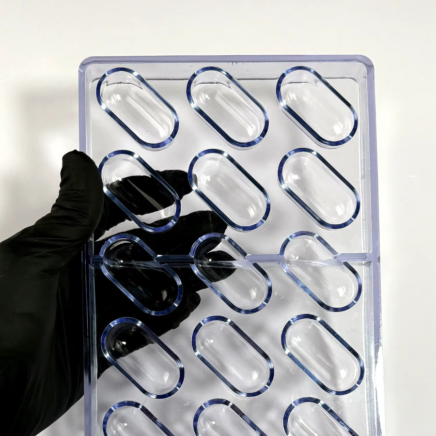ALICAKE Schokoladenform aus Polycarbonat in ovaler Kapselform, transparent - Bild 4