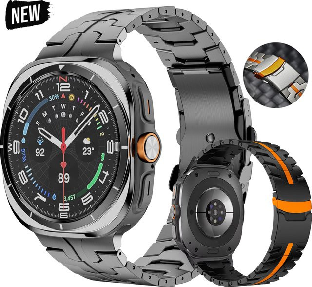 jansin Uhrenarmband Edelstahl, Silber, Galaxy Watch Ultra 2/1 47 mm, Unisex - Bild 1
