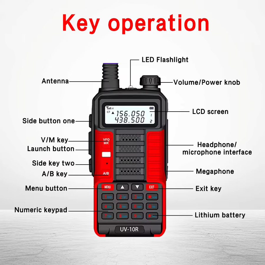 Baofeng Walkie Talkie UV-10R Dual Band Funkgerät in Schwarz mit 10 W High Power und 50 km Reichweite - Bild 3