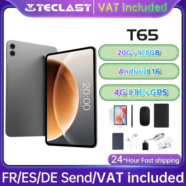 Teclast T65 Tablet Android 16 mit 13,4 Zoll Display, 26GB RAM, 128GB ROM, 4G LTE, GPS, 8000mAh Akku, Grau - Bild 1
