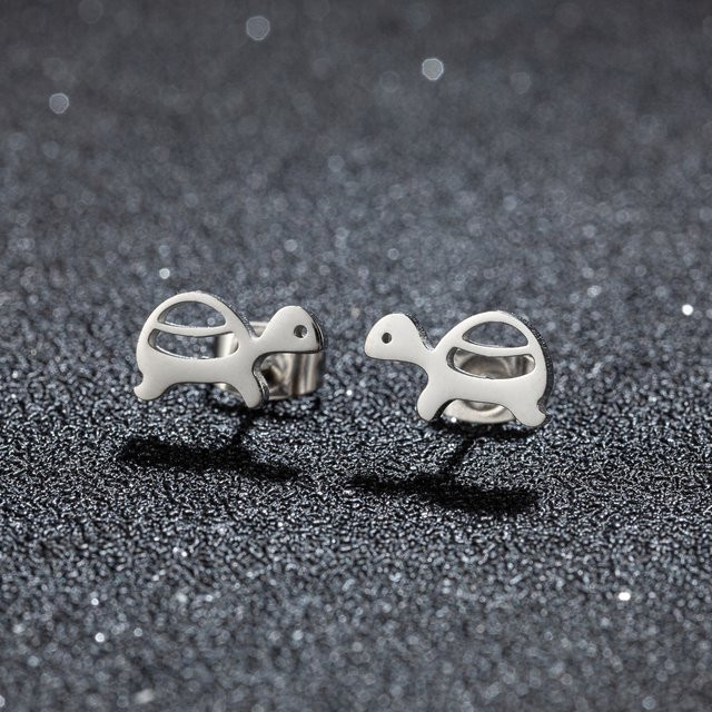 SMJEL Ohrstecker Schildkröte, Edelstahl, Silber, Damen - Bild 1