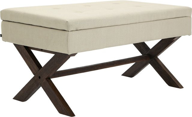 TPFLiving Sitzbank Nero in Schwarz und Beige mit Stoffbezug, B/T/H: 136 x 57 x 51 cm - Bild 1