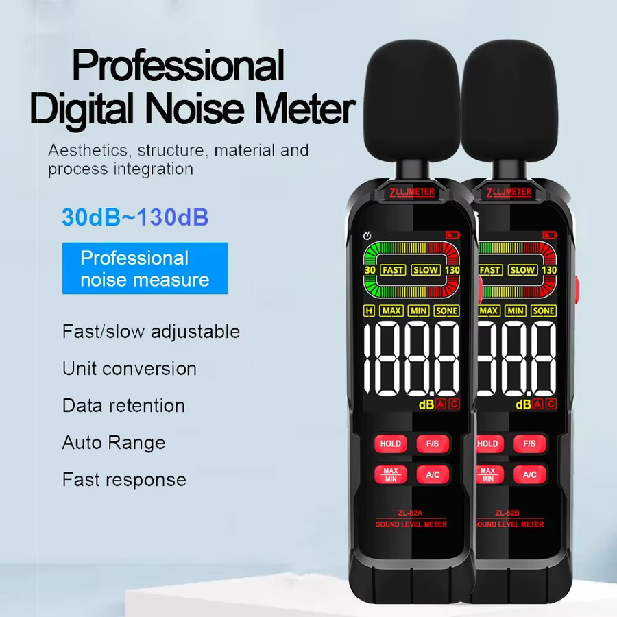 ZLLJMETER Gewichteter digitaler Schallpegelmesser mit USB-Aufladung, tragbares Decibelimetro für 30–130 dB A/C - Bild 2