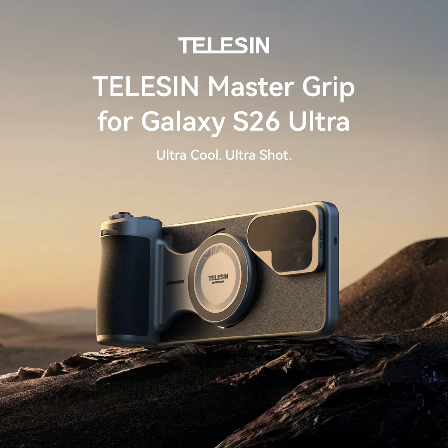 TELESIN Master Grip Case für Samsung Galaxy S26 Ultra Kamera-Griff mit 3200mAh kabelloser Aufladung, ND16 Filter und Aufhellungslicht in Schwarz - Bild 2