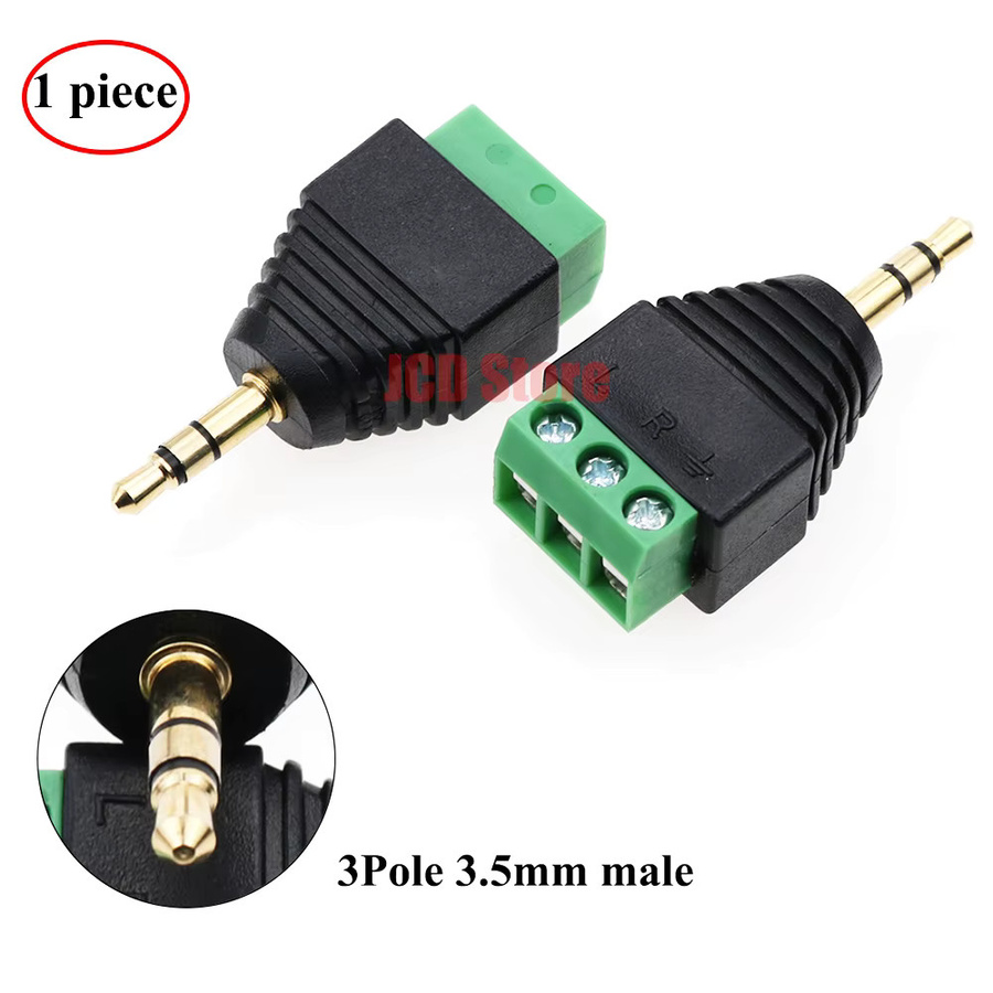 JCD Audio Jack Stecker und Buchse mit Schraubterminal für Mono oder Stereo in Schwarz (3,5 mm) - Bild 2