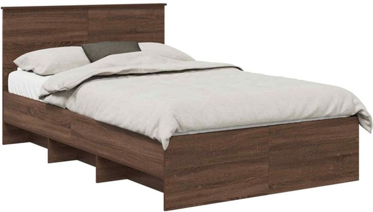 Modernes Bettgestell aus Holzwerkstoff von vidaXL in Braun mit Eichen-Optik, B/H: 123 x 200 cm - Bild 1