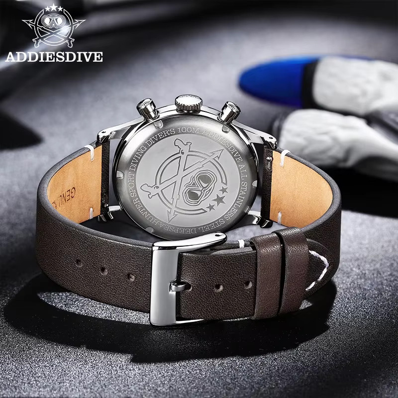 ADDIESDIVE Chronograph, Quarz, Edelstahl, Leder, Herren - Bild 3
