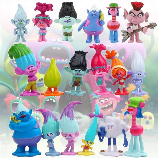 12er Set Trolle Zweig Lebewesen Skitter Anime Figuren in Multicolor als dekorative Spielzeug-Modelle - Bild 1