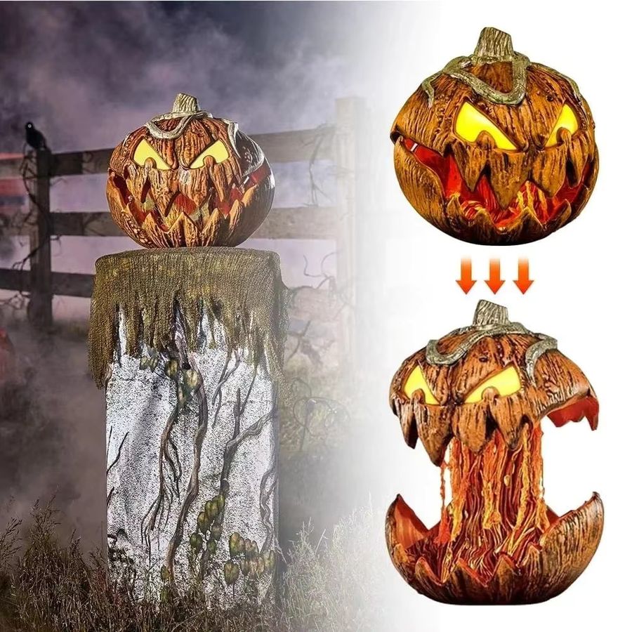 Trebalena Halloween Kürbis-Dekoration Gruselige Jack-O-Lantern Köpfe für die Gartendekoration im Freien - Bild 2