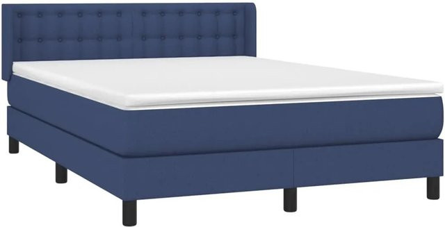 vidaXL Boxspringbett Hybrid mit Matratze und Taschenfederkern in Blau, B/T/H: 140 x 200 x 78 cm - Bild 1