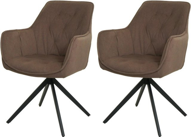 CHEFGASTRO Esszimmerstuhl 2er-Set in Braun aus Stoff und Metall, H x B x T: 87 x 55 x 60 cm, Sitzhöhe: 48 cm - Bild 1