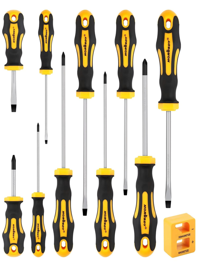 HORUSDY 11-teiliges magnetisches Schraubendreher-Set mit Phillips-Spitze, flachem Kopf und Magnetisierer - Bild 6