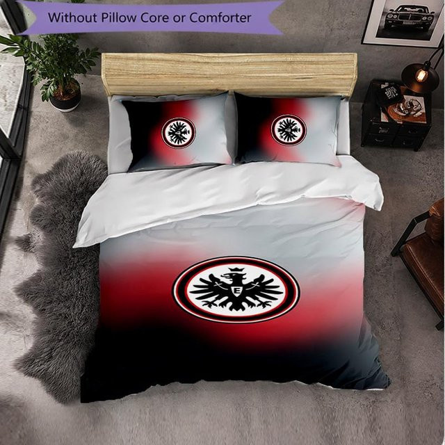 Eintracht Frankfurt Fußball 3-teiliges Bettwäscheset aus Mikrofaser in Rot mit Bettbezug und Kissenbezügen, B/H: 140 x 210 cm - Bild 1