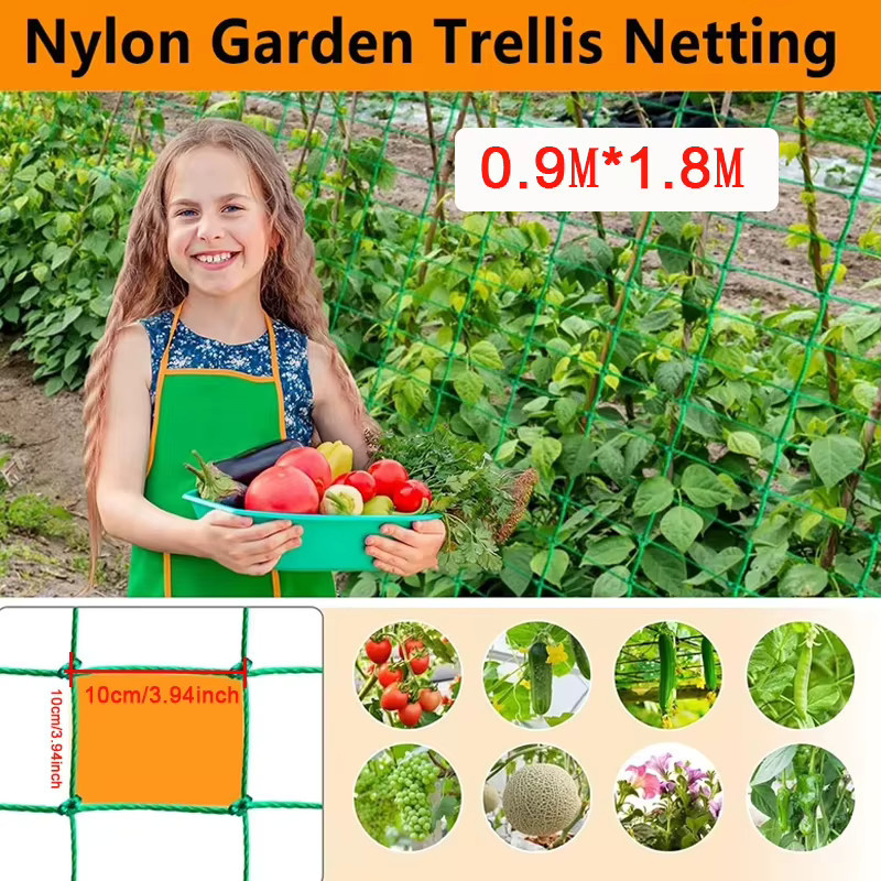 Grünes Pflanzenkletternetz aus Nylon als Pflanzenspalier für Garten, Gemüse und Blumen, B/H: 90 x 180 cm - Bild 2