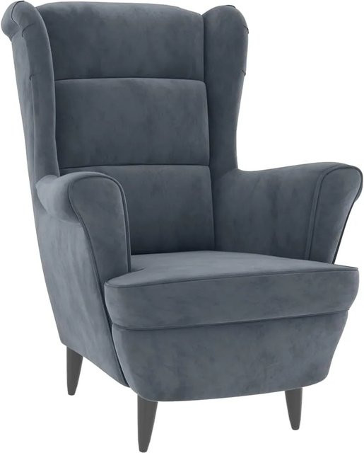 vidaXL Sessel Modell 1 aus Samt in Dunkelgrau mit Armlehnen, B/T/H: 90 x 43 x 81 cm - Bild 1