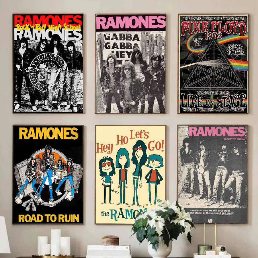 MINISO Ramones Poster Aufkleber Retro Wandkunst Motiv Zu Ruin Mehrfarbig - Bild 2