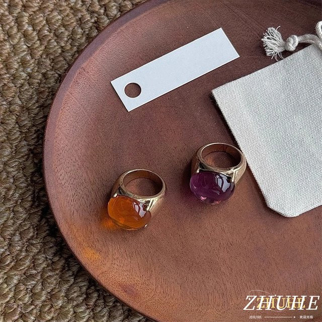 ZHUHE Ring, Vintage, Kristall, Gold, Unisex - Bild 1