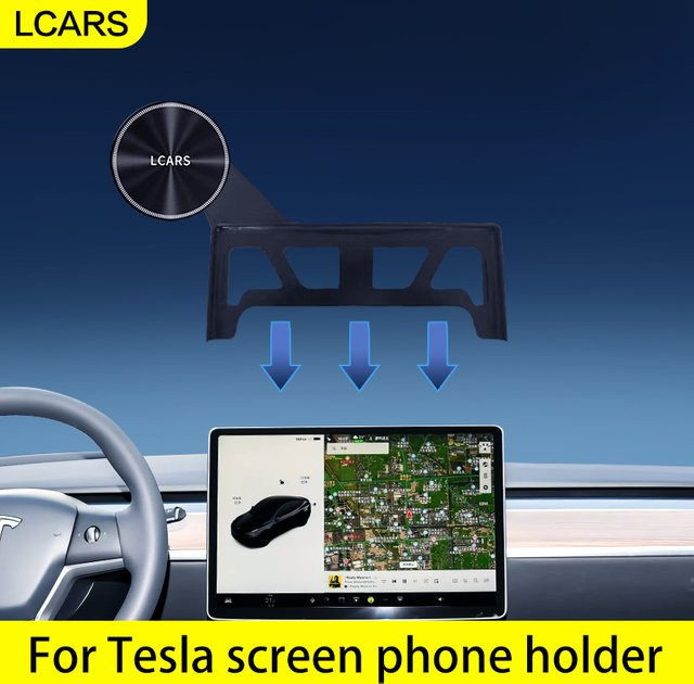 Magnetische LCARS Telefonhalterung für Tesla Model S, X, Y, 3 und Highland – Navigationsständer für die Mittelkonsole in Schwarz - Bild 1