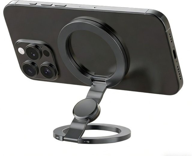 VIKEFON Magnetischer Ringhalter für MagSafe mit 360 Grad Drehbarkeit und Gyro-Funktion in Schwarz für iPhone 12 bis iPhone 17 Pro Max - Bild 1