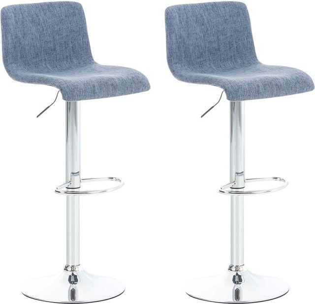 CLP 2er Set Barhocker Hover aus Stoff mit Gaslift und Gestell in Chrom-Optik, höhenverstellbare Barstühle im modernen Design - Bild 1