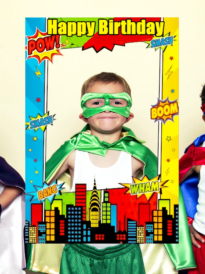 Super Hero Party Supplies, Super Hero Geburtstagsdekoration, Photo Booth Requisiten Rahmen - Bild 3