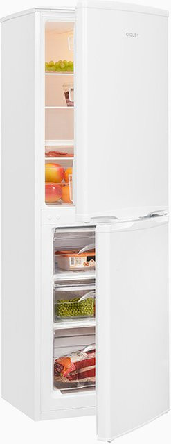 Exquisit Kühl-Gefrierkombination KGC145-50-040F in Weiss, Standgerät mit umkehrbarer Tür und Flaschenregal, B/T/H: 50 x 55 x 142 cm - Bild 1