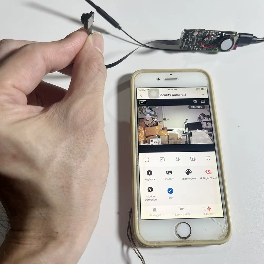 Tuya Mini WLAN-PCB-Kamera für Innenräume, 3MP Weitwinkel 2,1mm, Onvif-kompatibel, mit integriertem Audio und TF-Kartenslot, Schwarz - Bild 4