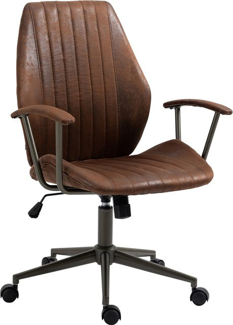 CLP Bürostuhl Nampa im Industrial Design, gesteppter Schreibtischstuhl aus braunem Kunstleder mit Wippfunktion und stufenloser Höhenverstellung - Bild 1