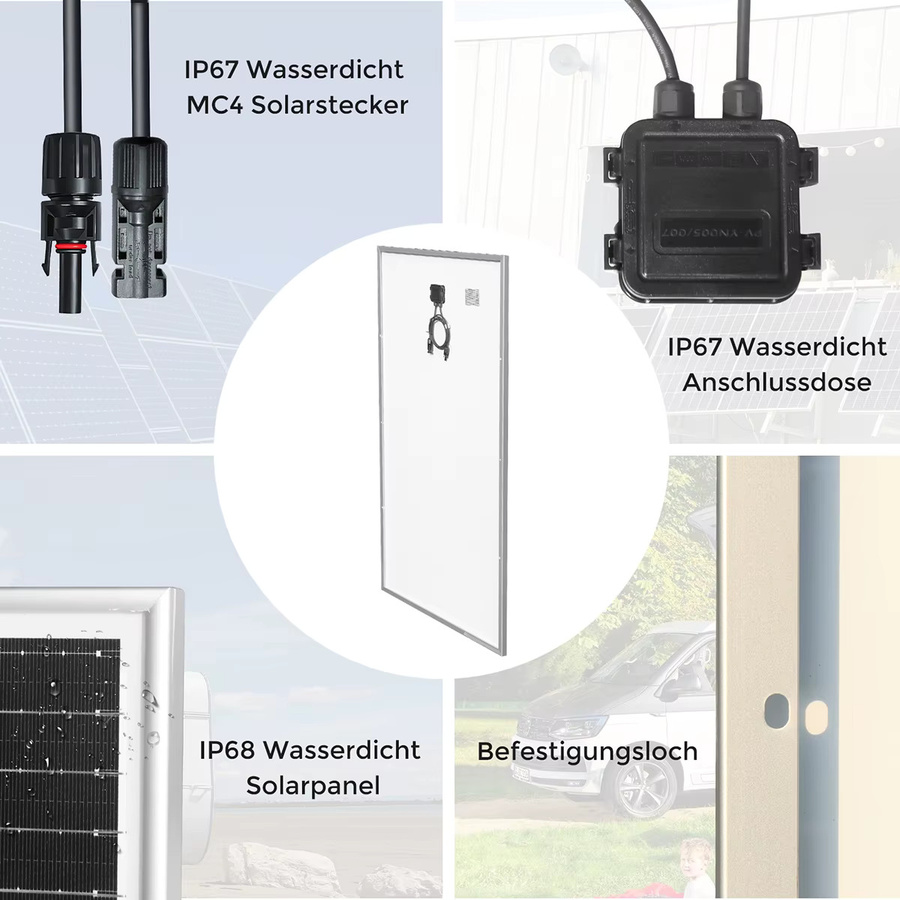 xinpuguang Solar-Balkon-Kraftwerk 400W mit Glas-Solarpanel und Wechselrichter in Schwarz - Bild 2