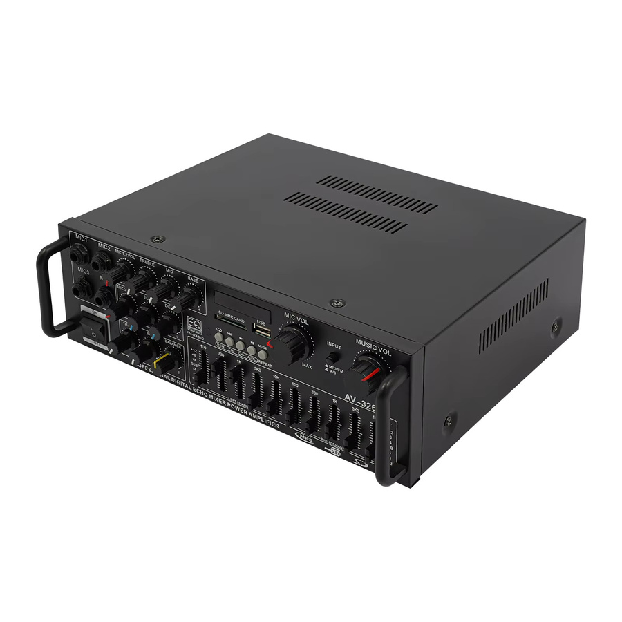 Bymaocar AV-326BT 2-Kanal Bluetooth Stereo HiFi Leistungsverstärker in Schwarz mit 200W+200W Digitalem Audio-Verstärker, Karaoke-Mikrofoneingang, FM-Radio, USB und SD-Karte inklusive Fernbedienung - Bild 2