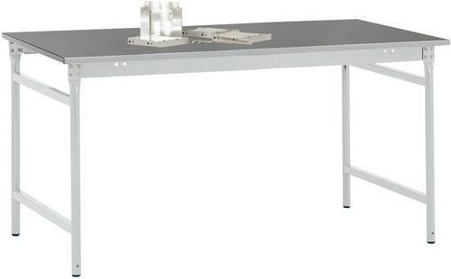 Manuflex Beistelltisch BASIS BB3054.7035 mit Blechbelag-Platte in Lichtgrau RAL 7035, B/T/H: 150 x 60 x 78 cm - Bild 1