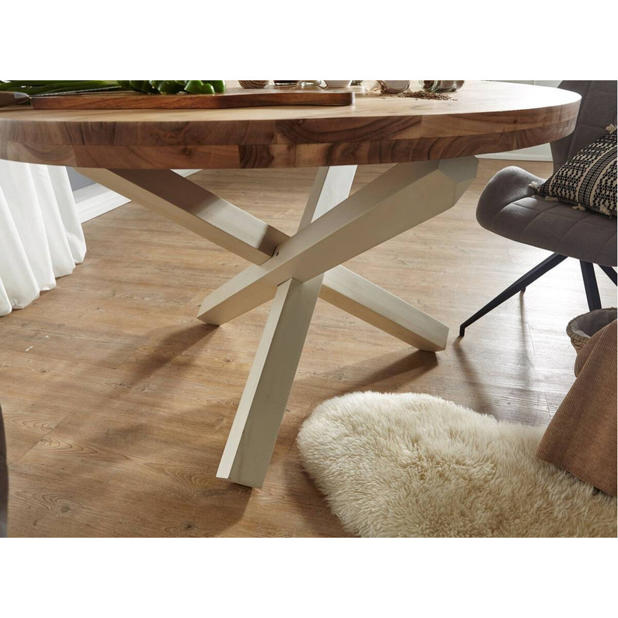 Esstisch BOHA aus Akazie Massivholz in Braun, rund, H: 75 cm, B: 120 cm, T: 120 cm - Bild 3