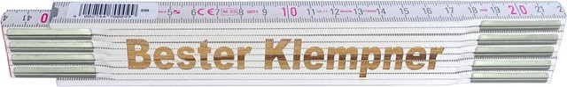Stabila Zollstock mit Lasergravur Bester Klempner, weiß, Holz, 2 m - Bild 1