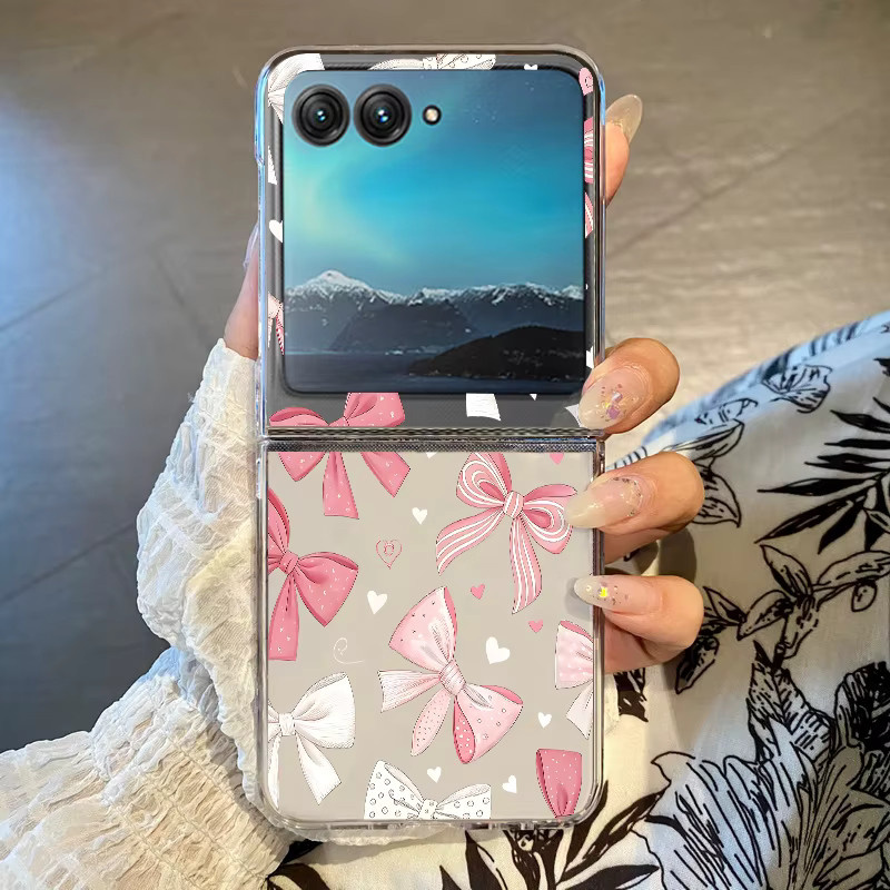 MOESOE Transparente Handyhülle mit Schleifenmuster für Motorola Razr 60 40 50 Ultra, stoßfeste faltbare Schutzhülle - Bild 3