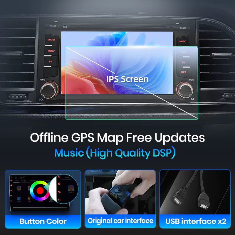 Junsun 7-Zoll Autoradio für Seat Leon MK3 5F 2012–2020 mit Wireless CarPlay, Android Auto und 4G Mobilfunk, Schwarz - Bild 4