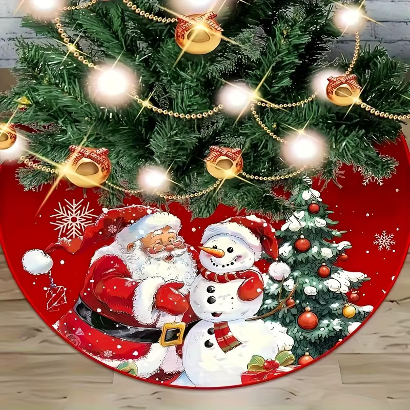 DUTRIEUX Weihnachtsbaum-Rock in Rot im Weihnachtsmann- und Schneemann-Stil aus Polyester - Bild 2