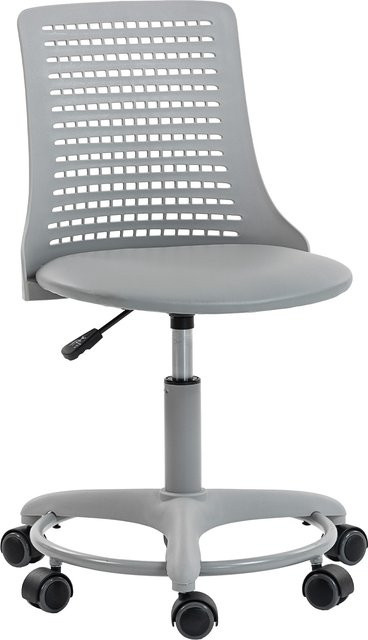 HOMCOM Schreibtischstuhl Grau, Drehbarer Bürostuhl ohne Armlehnen mit gepolsterter Rückenlehne und höhenverstellbarem Sitz für dein Home-Office - Bild 1