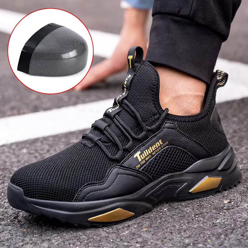 TANRDON Sicherheitsschuhe für Herren in Schwarz mit Stahlkappe und atmungsaktivem Design - Bild 6