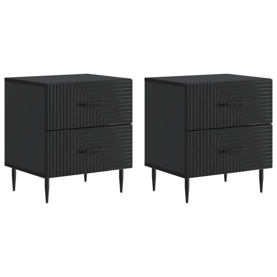 vidaXL Nachttisch Set 2 Stück Schwarz Vintage Holzwerkstoff B: 43 cm, T: 34,5 cm, H: 47,5 cm - Bild 2