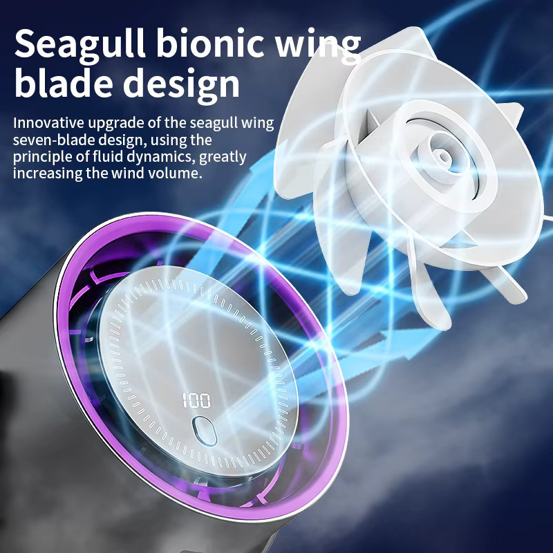 TINSOL Tragbarer Clip-Ventilator in Lila, Wiederaufladbarer USB-Tischventilator mit starkem Wind und leisem Betrieb - Bild 5
