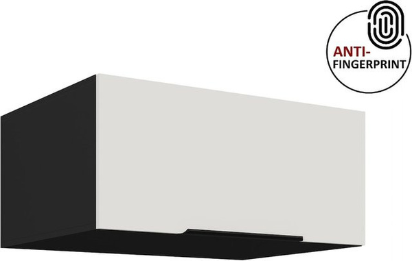 Küchen Aufsatzschrank ARIA Wandmontage in Weiss und Schwarz mit Anti-Fingerprint Oberfläche, Breite: 80 cm