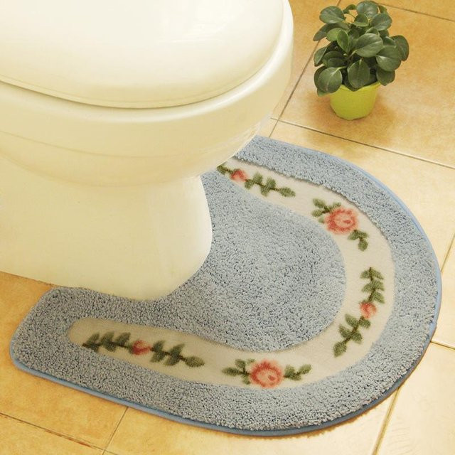Wasserdichte und rutschfeste Badezimmermatte im ländlichen Design, blau, B/B: 50 x 50 cm - Bild 1