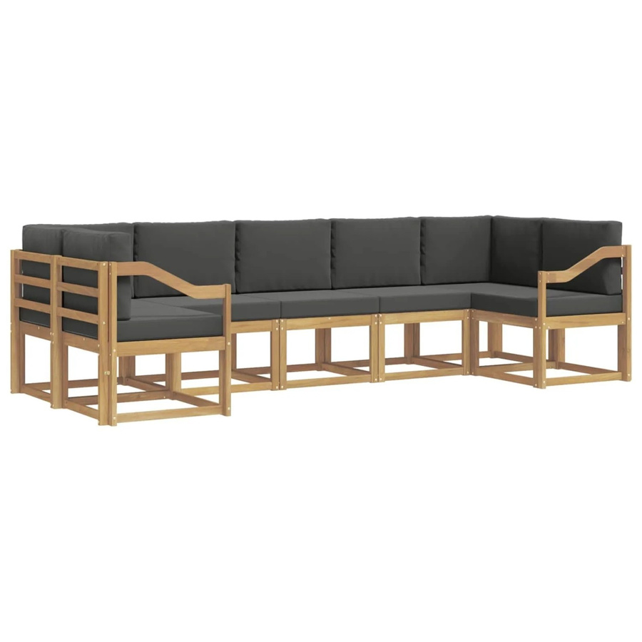 vidaXL Outdoor-Sofagarnitur aus Akazienholz in L-Form mit Kissen, 7-teilig, Weiß und Anthrazit - Bild 2