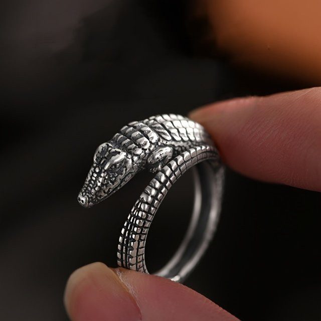 GaGa-Duck Ring, 925 Silber, Krokodil, Vintage - Bild 1