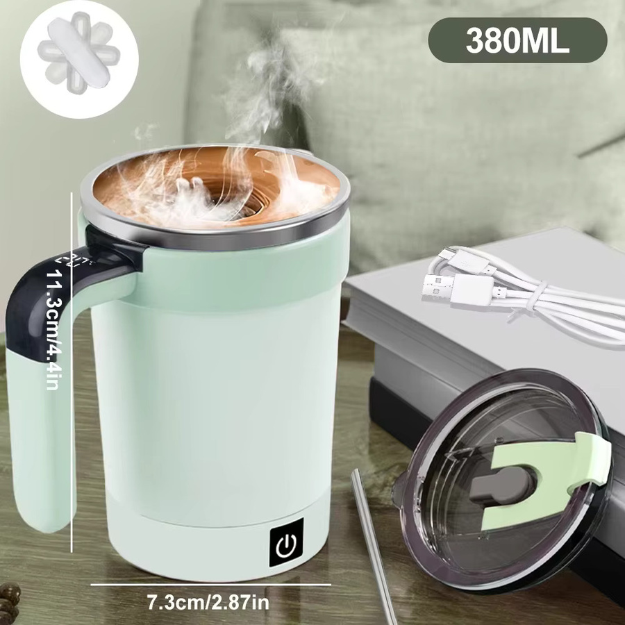 DUTRIEUX Tragbarer automatischer Rührbecher aus Edelstahl, wiederaufladbarer elektrischer Kaffeemixer mit Magnetfunktion in Grün oder Weiß - Bild 3