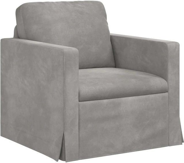 vidaXL Sofa in Hellgrau aus Samt, B/T/H: 78 x 78 x 80 cm - Bild 1
