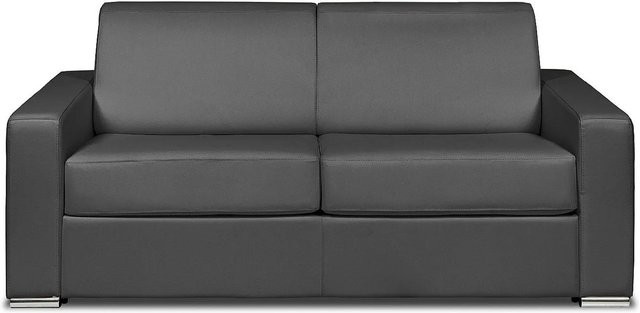 Schlafsofa Calito Vente-unique Grau modern mit Polsterung und Lederdetails B/T/H: 194 x 140 cm - Bild 1