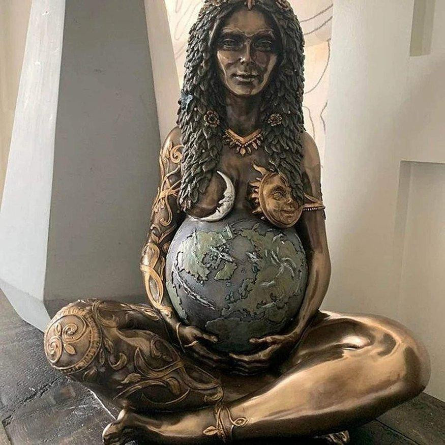 Dekorative Gaia-Statue Mutter Erde aus Polyresin in Kupfer von ZLXR - Bild 3