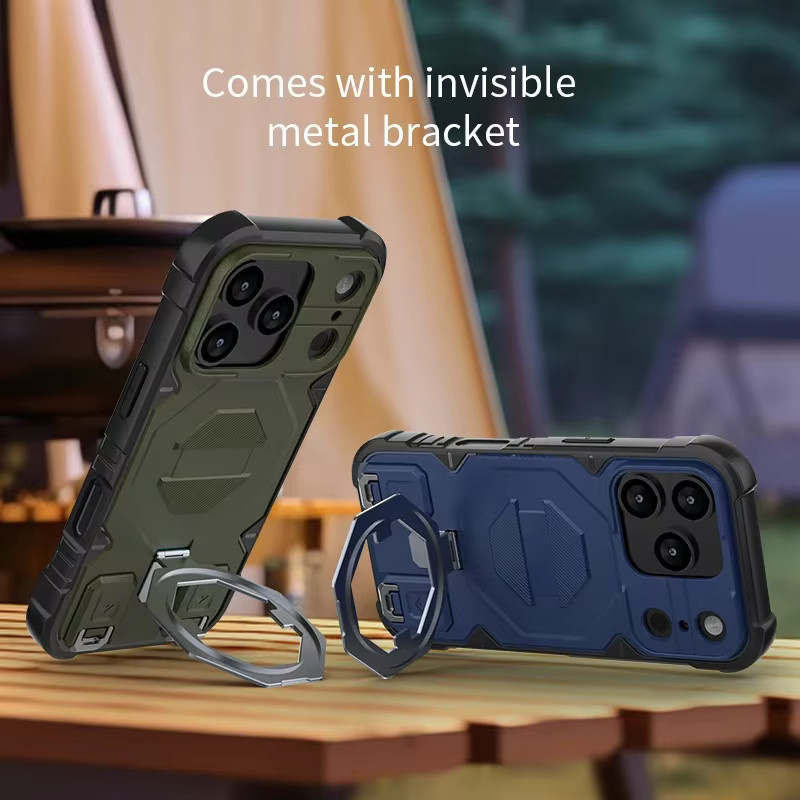 Outdoor-Sport-Schutzhülle mit magnetischer Metallhalterung und rutschfestem Lanyard für Apple iPhone 16 15 14 Plus 13 Pro Max in Blau - Bild 2
