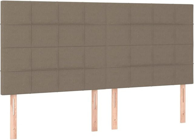 vidaXL LED Kopfteil in Beige mit USB-Ladeport und integrierter Beleuchtung, Breite: 200 cm, Tiefe: 5 cm, Höhe: 118 cm bis 128 cm - Bild 1